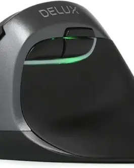 Мишка DELUX M618 mini+G36UF вертикална безжична - черно/сиво