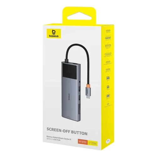 Alternative view of USB хъб Baseus 10 в 1 Metal Gleam II Series Type-C към 1xHDMI, USB-A (10Gbps), USB-C, 2xUSB-A, RJ45, SD/TF, mini-jack 3,5 мм, USB-C(PD) B00061800813-00 - тъмносив