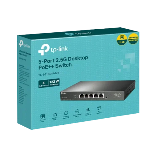 Комутатор TP-Link TL-SG105PP-M2 5-портов 2.5G настолен с 4-порта