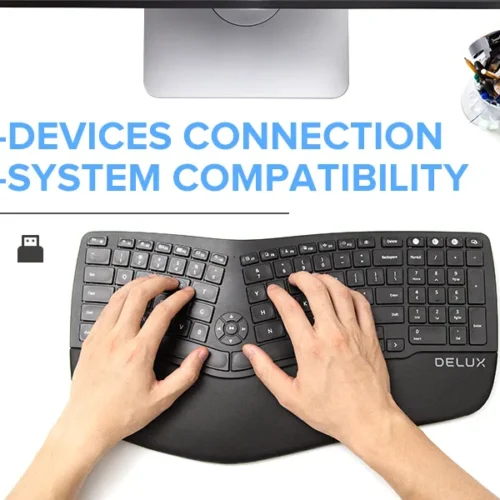 Клавиатура Delux GM902 безжична/Bluetooth черна с