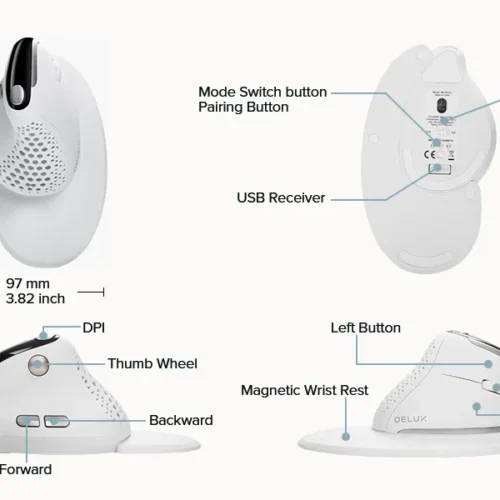 Mишка DELUX M618XSD вертикална USB/безжична/Bluetooth