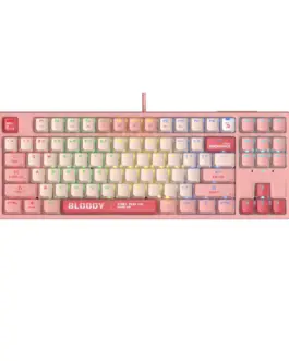 А4tech Геймърска механична  клавиатура Bloody Energy Pink S87 BLMS TKL RGB Backlit red switch
