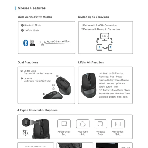 A4tech FB45CS Air’2 Stone grey безжичнa мишка