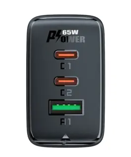 Alternative view of Acefast Универсално зарядно за стена Charger Wall GaN PD65W - A41 - USB-C x 2, USB-A x 1, Black