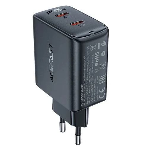 Alternative view of Acefast Универсално зарядно за стена Charger Wall GaN PD35W - A49 - USB-C x 2, Black