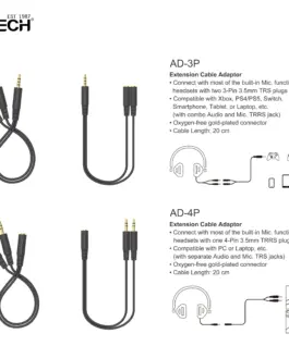 A4Tech Адаптер AD-3P 3.5mm жак мъжко – 2 х 3.5мм жак