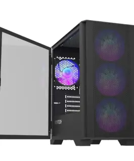 Alternative view of Montech кутия AIR 100 ARGB, Micro ATX Case, TG, 4x120mm ARGB Fans, Black