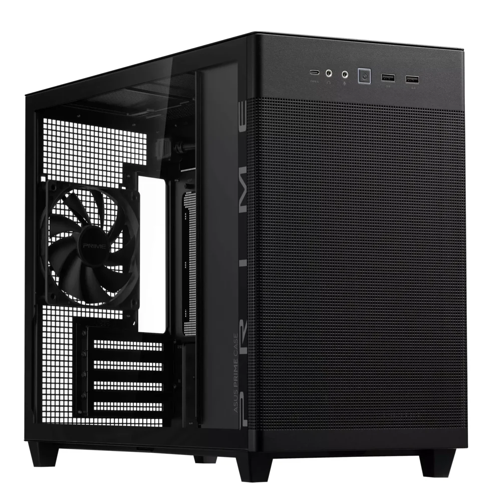 Кутия за компютър ASUS PRIME AP201 Tempered Glass Micro ATX - Black