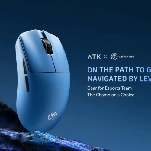 Alternative view of ATK професионална геймърска мишка Wireless Gaming Mouse F1 EXTREME LEVIATAN - 8K, Omron Optical Switches, Blue