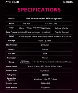 Alternative view of ATK професионална геймърска механична клавиатура Professional Gaming Mechanical Keyboard RS6 Ultra - 8K, TTC RGB Magneto [Linear] - Night Hunter
