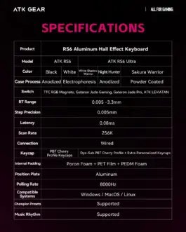 Alternative view of ATK професионална геймърска механична клавиатура Professional Gaming Mechanical Keyboard RS6 Ultra - 8K, TTC RGB Magneto [Linear] - Night Hunter