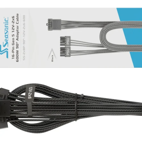 Кабел Seasonic 90° 12VHPWR 600W 16-Pin към 2×8 Pin за Seasonic
