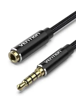 Vention Аудио Кабел Cotton Braided TRRS 3.5mm Male to 3.5mm F - 1m - Gold plated Aluminum alloy -