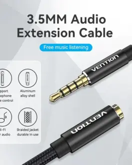 Alternative view of Vention Аудио Кабел Cotton Braided TRRS 3.5mm Male to 3.5mm F - 1m - Gold plated, Aluminum alloy - BHCBF