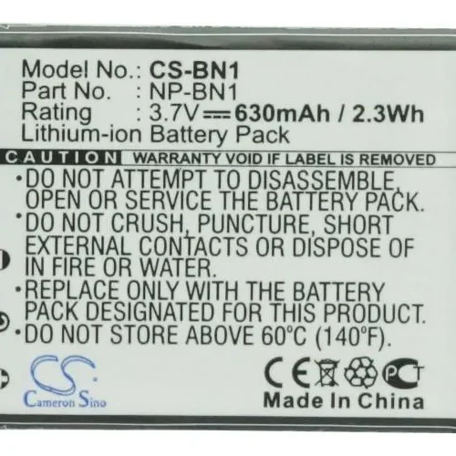 Батерия за фотоапарат SONY NP BN1 LiIon 3.7V 630mAh Cameron