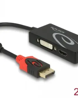 Адаптер DeLock DisplayPort 1.2 мъжко > VGA / HDMI / DVI женско 4K