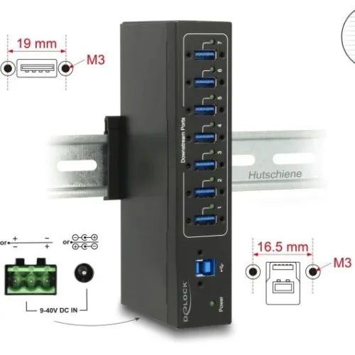 Alternative view of Външен индустриален хъб Delock, 7 x USB 3.0 Type-A с 15 kV ESD защита