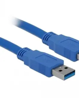 Kабел Delock USB-A мъжко - USB-А мъжко 3 м Екраниран Син