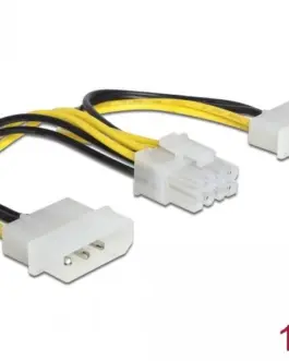 Кабел DeLock Power 2 x 4 pin Molex мъжко > 8 pin EPS мъжко 15 cm