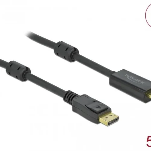 Alternative view of Кабел Delock DisplayPort мъжко - HDMI мъжко, 5 м., 4K 60Hz, Черен