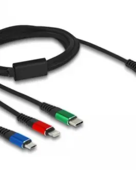 Кабел за зареждане Delock 3 в 1 USB-C - Lightning / Micro USB / USB Type-C 1m