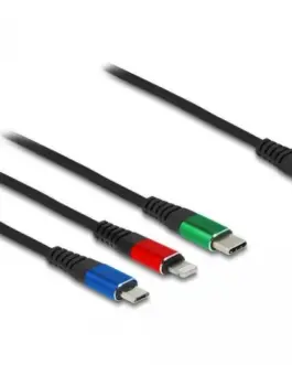 Alternative view of Кабел за зареждане Delock  3 в 1, USB-C - Lightning / Micro USB / USB Type-C, 1m