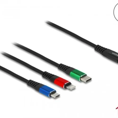 Alternative view of Кабел за зареждане Delock  3 в 1, USB-C - Lightning / Micro USB / USB Type-C, 1m