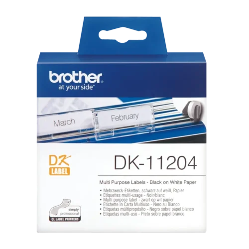 ЛЕНТА ЗА ЕТИКЕТНИ ПРИНТЕРИ BROTHER ТИП QL - MULTI PURPOSE LABEL - 17 mm x 54 mm x 400 - PN DK-11204