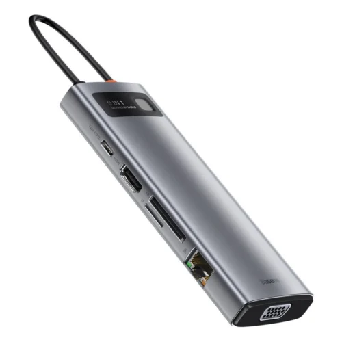 Alternative view of USB хъб Baseus Type-C 9 в 1 с USB Type-C PD/3x USB 3.2 Gen 1/RJ45 1 Gbps/VGA FHD 60 Hz/HDMI 4k 30 Hz/TF/SD