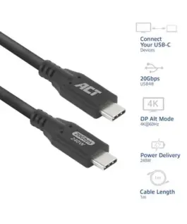 Alternative view of ACT Кабел USB-C - USB-C, 1 м / USB4, 20Gbps, 240W