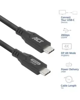 Alternative view of ACT Кабел USB-C - USB-C, 1 м / USB4, 20Gbps, 240W