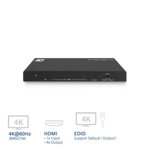 Alternative view of ACT HDMI Сплитер AC7832 4К HDMI сплитер, 1 вход.4 HDMI изхода