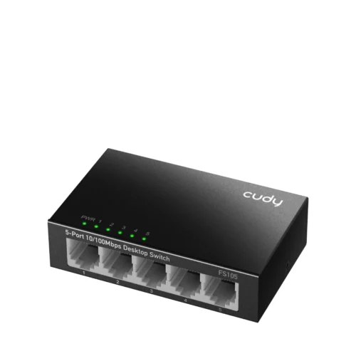 Alternative view of Суич Cudy FS105, 5-портов 10/100 Mbps RJ 45, Метален корпус, Черен