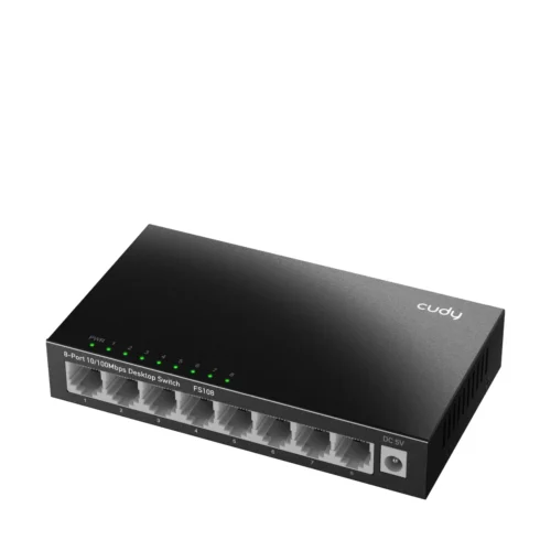 Alternative view of Суич Cudy FS108, 8-портов 10/100 Mbps RJ 45, Метален корпус, Черен