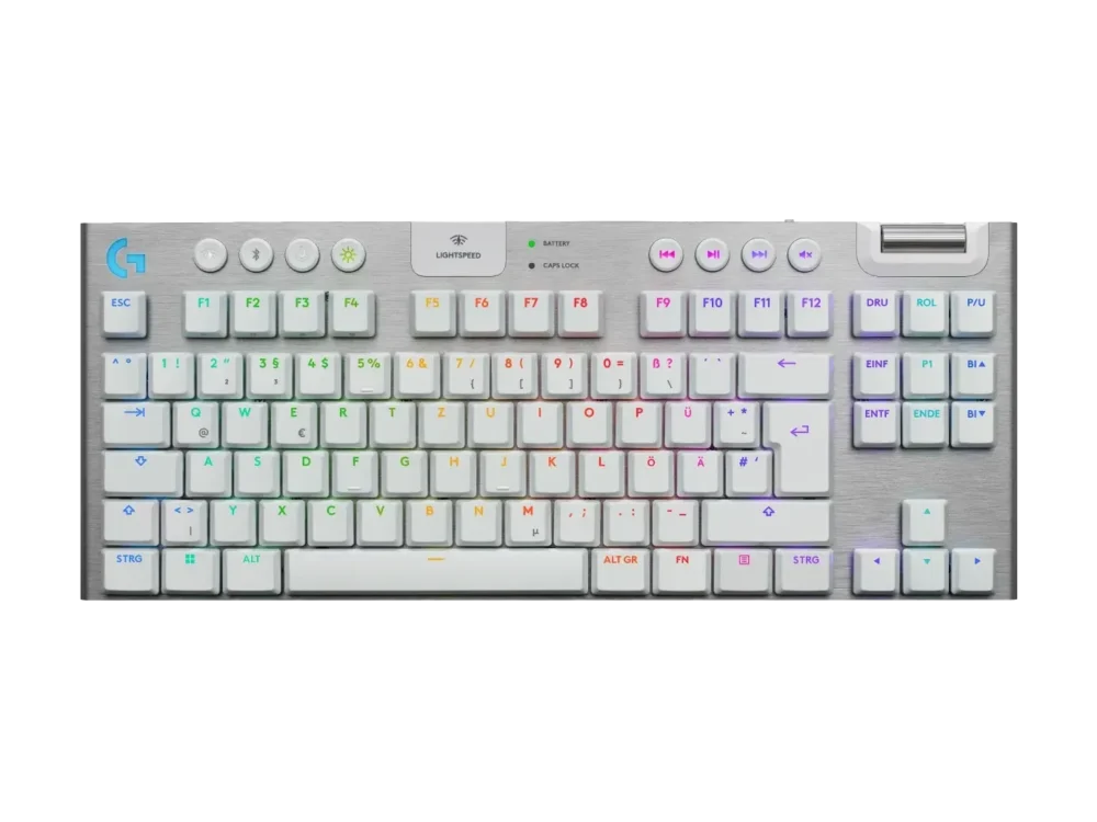 Безжична геймърска механична клавиатура Logitech G915X White Lightspeed TKL - GL Tactile