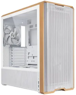 Кутия за компютър Lian-Li LANCOOL 217 Mid-Tower Tempered Glass Wood-White