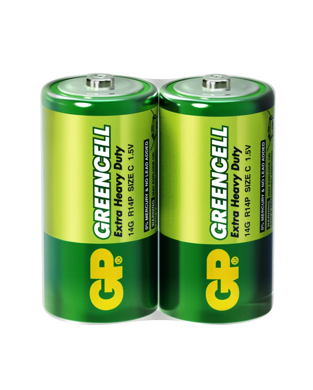 Цинк карбонова батерия GP 14G-S2 Greencell R14 2 бр. в опаковка / Shrink