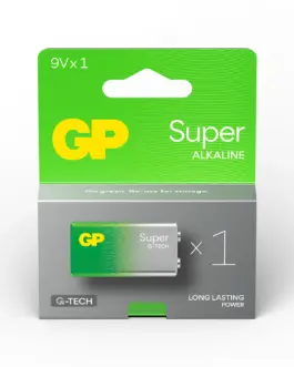 Алкална батерия GP SUPER 6LF22 6LR61 9V 1 бр. блистер 1604A