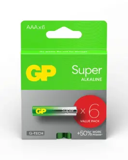 Алкална батерия GP SUPER LR03 AAA / 4+2 бр. в опаковка 1.5V