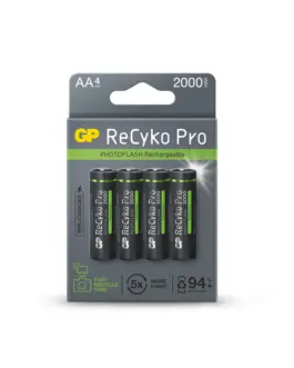 Акумулаторна Батерия GP R6 AA 2000mAh RECYKO + PRO Fast Flash GP-BR-210AAHCF-APCEB4 NiMH /до 500 цикъла/  4 бр.