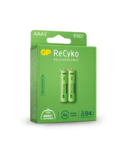 Alternative view of Акумулаторна Батерия GP R03 AAA 650mAh NiMH 65AAAHCE-EB2, 2 бр. в опаковка