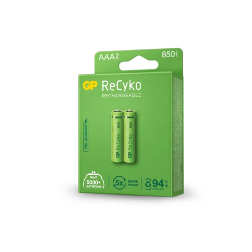 Alternative view of Акумулаторна Батерия GP R03 AAA 850mAh NiMH 85AAAHCE-EB2 RECYKO, 2 бр. в опаковка