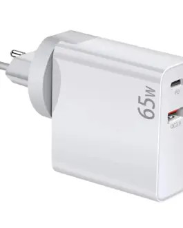 Makki Универсално зарядно за стена Charger Wall GaN - USB Type-C/A 65W White -