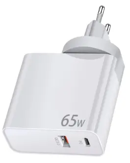 Alternative view of Makki Универсално зарядно за стена Charger Wall GaN - USB Type-C/A 65W White - MAKKI-GN65W1A1C