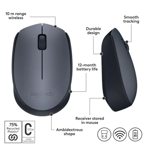 Alternative view of МИШКА LOGITECH M170 - Wireless - Black - PN 910-004642