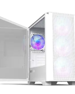 Alternative view of Montech кутия AIR 100 ARGB, Micro ATX Case, TG, 4x120mm ARGB Fans, White