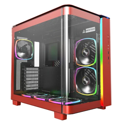 Montech кутия KING 95 Pro Dual Chamber Mid-tower Case 6 ARGB Fans 2 Front Panels Red