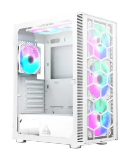 Montech кутия X3 GLASS Mid-tower Case TG 6 fixed RGB Fans White