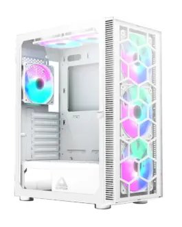 Montech кутия X3 GLASS Mid-tower Case TG 6 fixed RGB Fans White