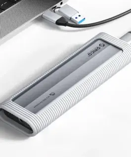 Alternative view of Orico външна кутия за диск Storage - Case - M.2 NVMe/SATA M/B key - USB3.1 Type-C, Silicone Protective Case, 10Gbps - AXM2S-G2-GY-BP